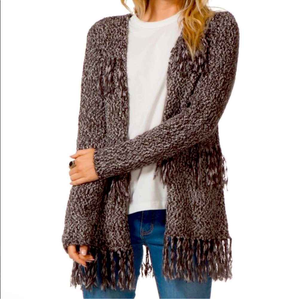 RIP CURL Chunky Fringe Cardigan Slouchy Oversized Sweater Beach Western NWT